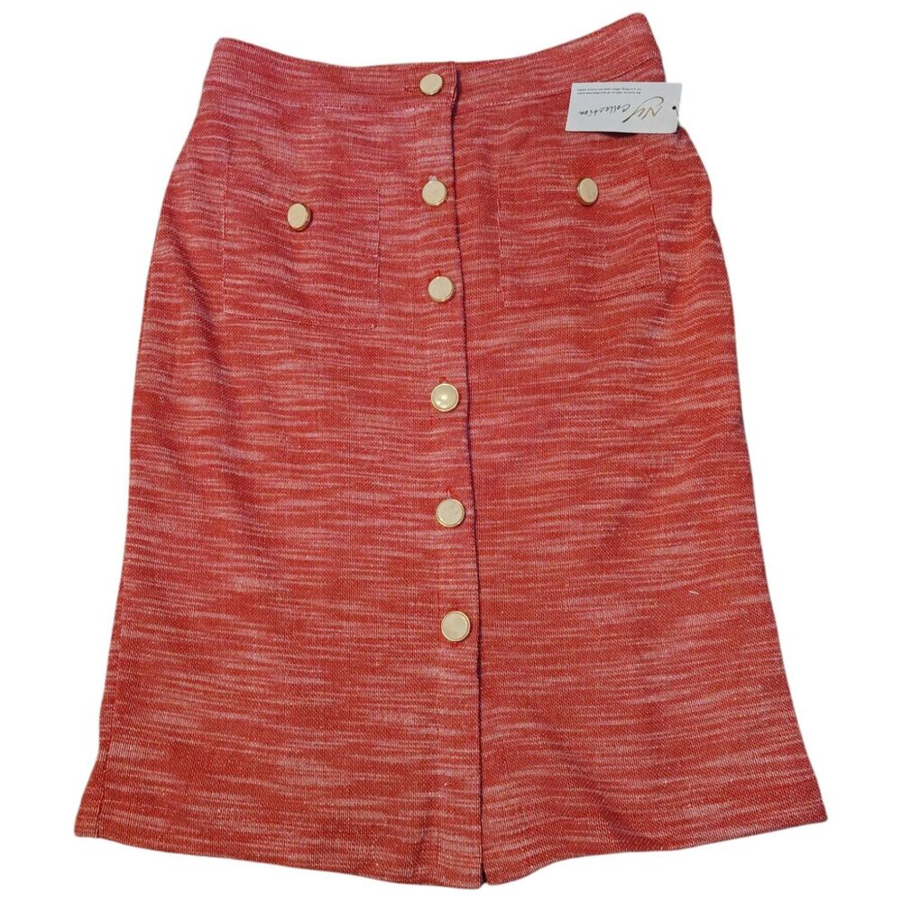 NY Collection Pencil Skirt Front Button Closure lined Knee Length Lined Size M..